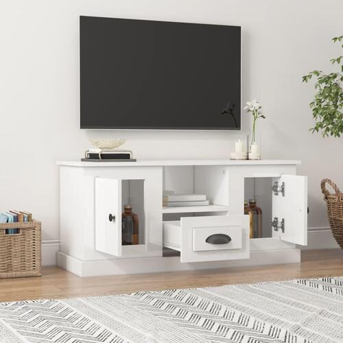 Tv-bord 100x35,5x45 cm konstrueret træ hvid højglans