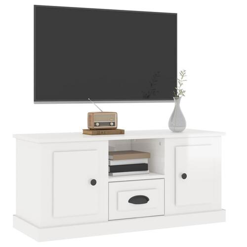 Tv-bord 100x35,5x45 cm konstrueret træ hvid højglans