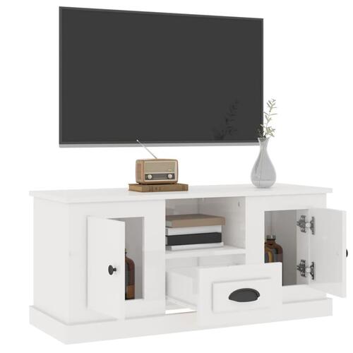 Tv-bord 100x35,5x45 cm konstrueret træ hvid højglans