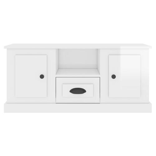 Tv-bord 100x35,5x45 cm konstrueret træ hvid højglans