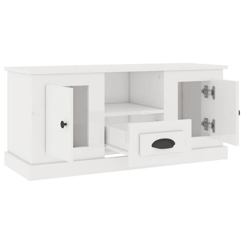 Tv-bord 100x35,5x45 cm konstrueret træ hvid højglans