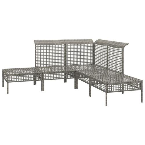 Loungesæt til haven 5 dele med hynder polyrattan grå