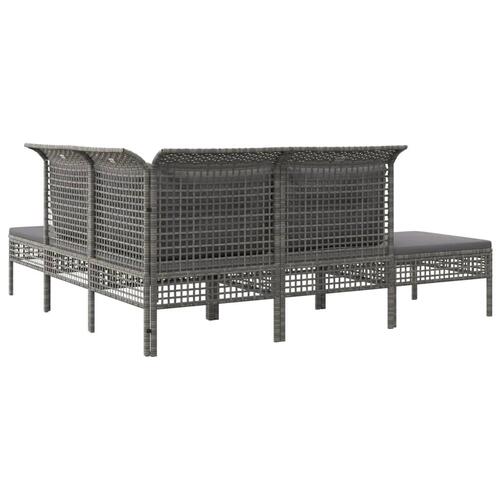 Loungesæt til haven 5 dele med hynder polyrattan grå