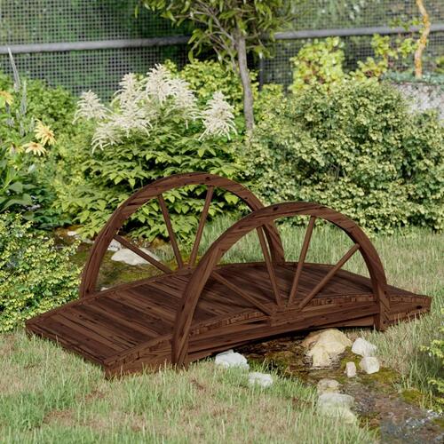 Havebro med halve hjul 99x50x38 cm massivt fyrretræ