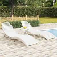 Liggestole 2 stk. 184x55x64 cm massivt akacietræ hvid