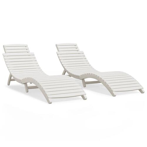 Liggestole 2 stk. 184x55x64 cm massivt akacietræ hvid