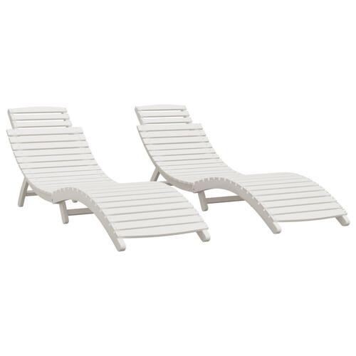 Liggestole 2 stk. 184x55x64 cm massivt akacietræ hvid