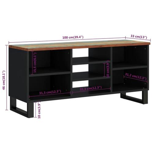 Tv-bord 100x33x46 cm massivt genbrugstræ og konstrueret træ