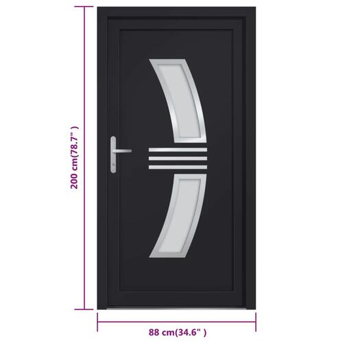 Hoveddør 88x200 cm PVC antracitgrå