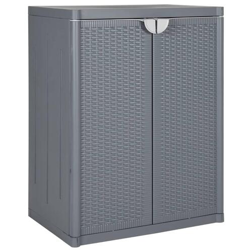 Opbevaringsskab til haven 65x45x88 cm polyrattan grå
