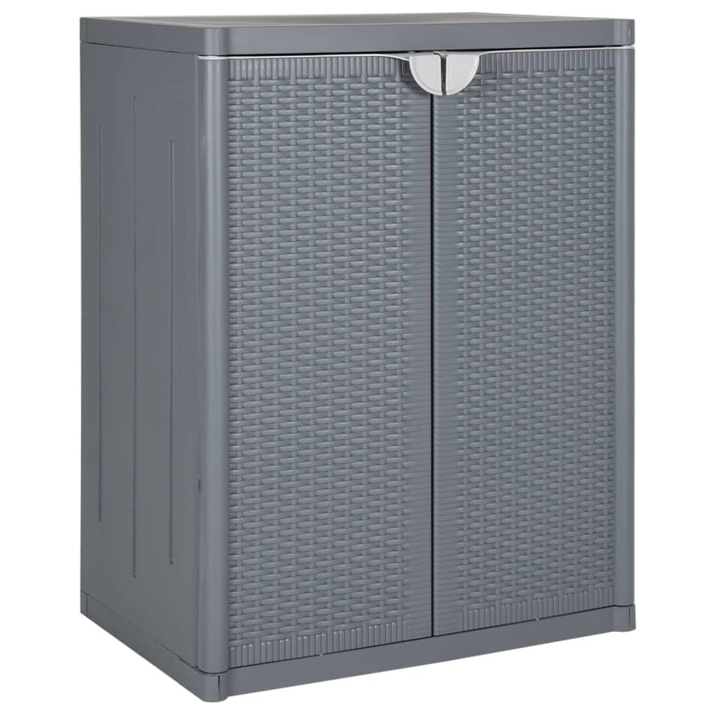 Opbevaringsskab til haven 65x45x88 cm polyrattan grå