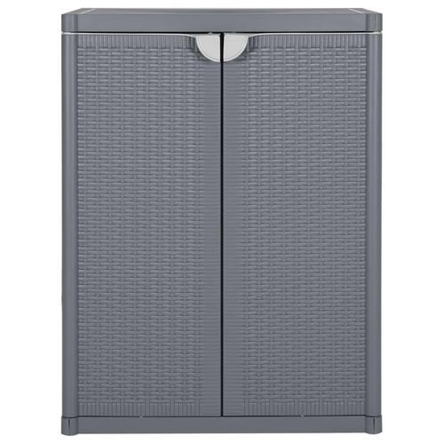 Opbevaringsskab til haven 65x45x88 cm polyrattan grå