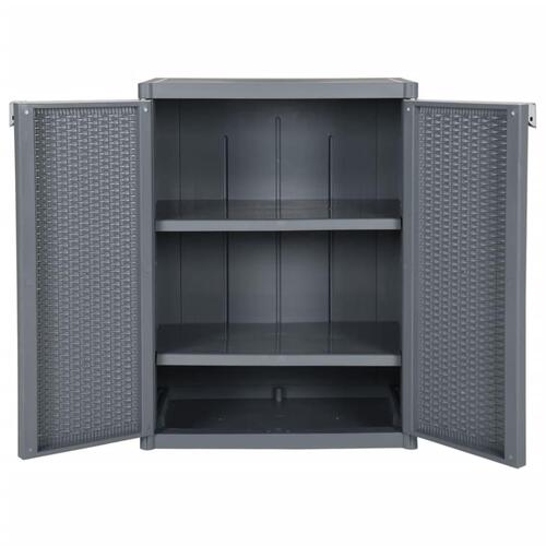 Opbevaringsskab til haven 65x45x88 cm polyrattan grå