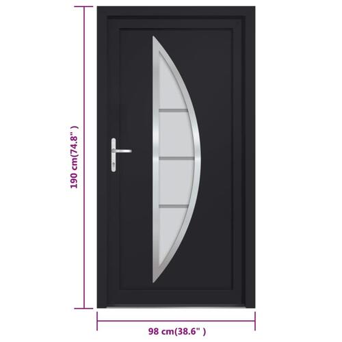 Hoveddør 98x190 cm PVC antracitgrå