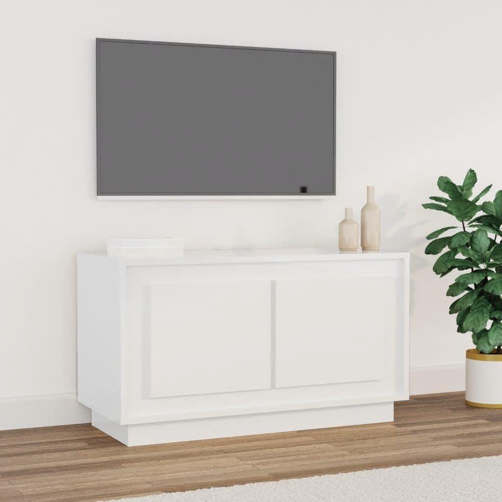 Tv-bord 80x35x45 cm konstrueret træ hvid højglans