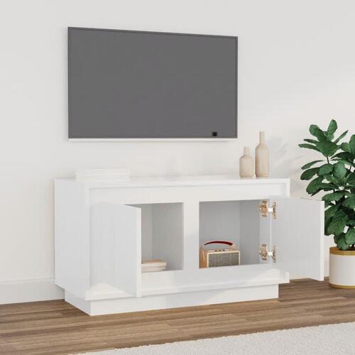 Tv-bord 80x35x45 cm konstrueret træ hvid højglans