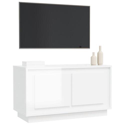 Tv-bord 80x35x45 cm konstrueret træ hvid højglans