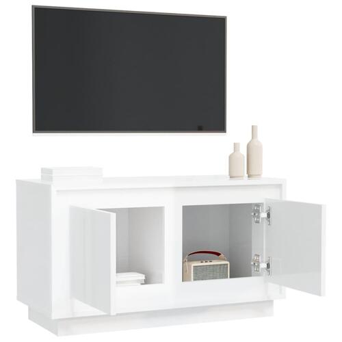 Tv-bord 80x35x45 cm konstrueret træ hvid højglans