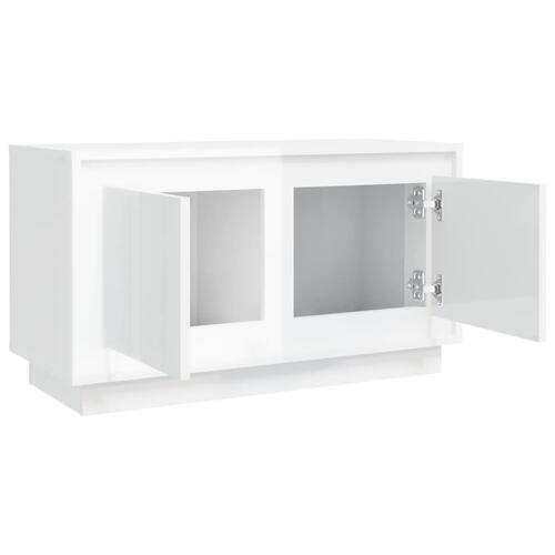 Tv-bord 80x35x45 cm konstrueret træ hvid højglans