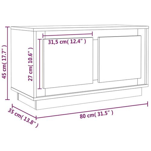Tv-bord 80x35x45 cm konstrueret træ hvid