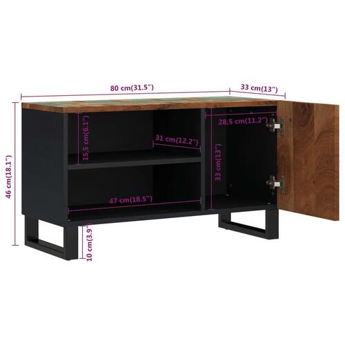 Tv-bord 80x33x46 cm massivt genbrugstræ og konstrueret træ