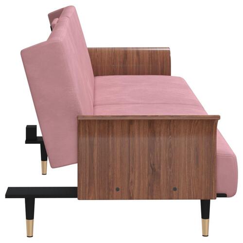 Sovesofa med kopholdere velour lyserød