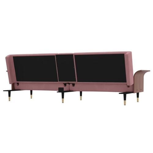 Sovesofa med kopholdere velour lyserød