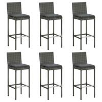 Barstole med hynder 6 stk. polyrattan grå