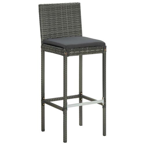 Barstole med hynder 6 stk. polyrattan grå