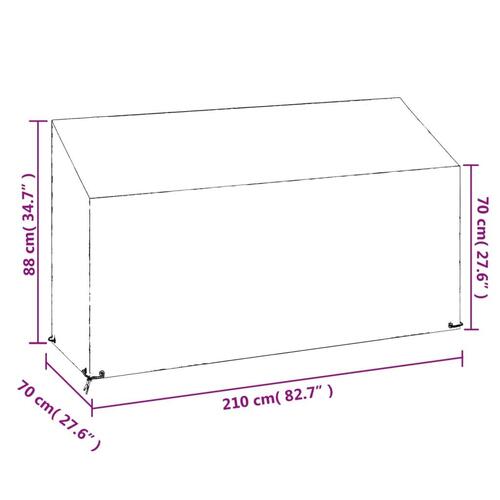 Overtræk til havebænk 210x70x70/88 cm 12 øjer polyethylen