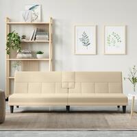 Sovesofa med kopholdere stof cremefarvet