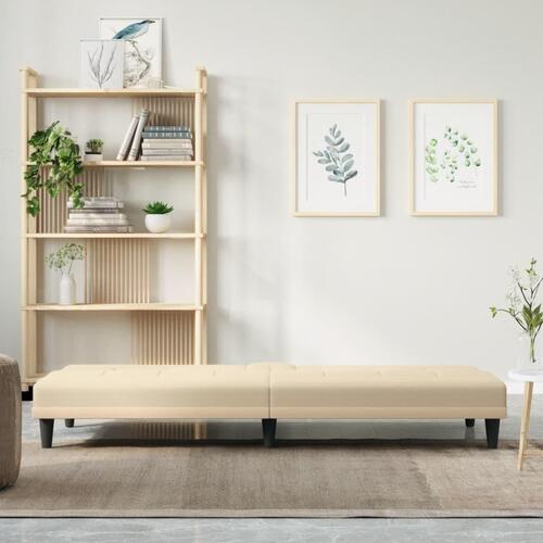 Sovesofa med kopholdere stof cremefarvet