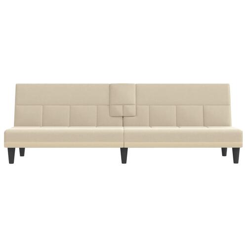 Sovesofa med kopholdere stof cremefarvet