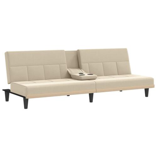 Sovesofa med kopholdere stof cremefarvet