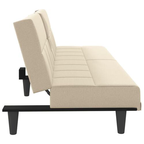 Sovesofa med kopholdere stof cremefarvet