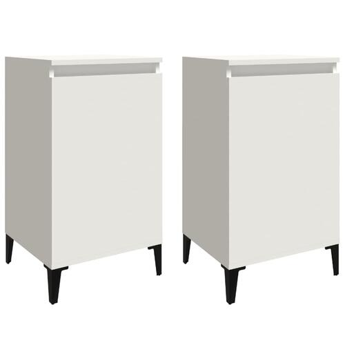 Sengeborde 2 stk. 40x35x70 cm konstrueret træ hvid