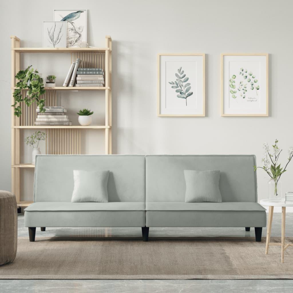 Sovesofa velour lysegrå