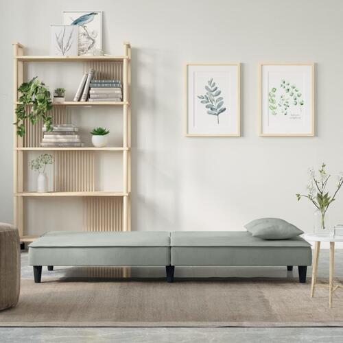 Sovesofa velour lysegrå