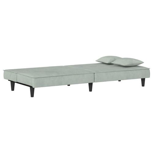 Sovesofa velour lysegrå