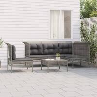 Loungesæt til haven 6 dele med hynder polyrattan grå