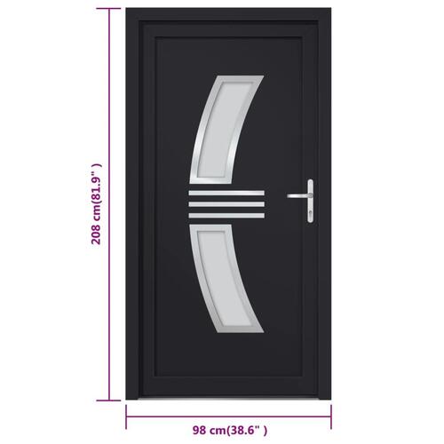 Hoveddør 98x208 cm PVC antracitgrå