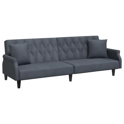 Sovesofa med armlæn velour mørkegrå