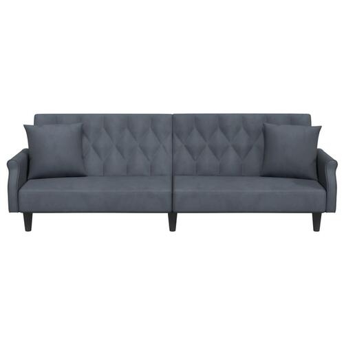 Sovesofa med armlæn velour mørkegrå