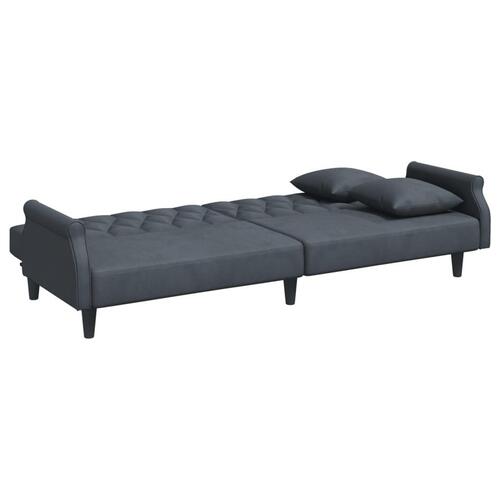 Sovesofa med armlæn velour mørkegrå