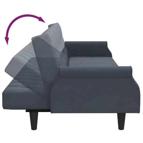 Sovesofa med armlæn velour mørkegrå