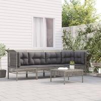Loungesæt til haven 5 dele med hynder polyrattan grå