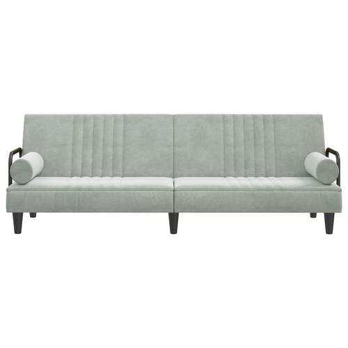 Sovesofa med armlæn velour lysegrå