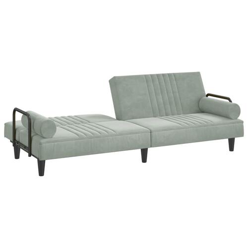 Sovesofa med armlæn velour lysegrå