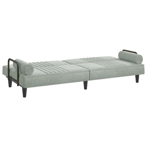 Sovesofa med armlæn velour lysegrå