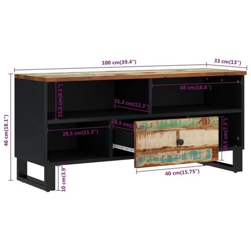 Tv-bord 100x33x46 cm massivt genbrugstræ og konstrueret træ